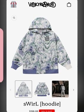 sWiRL Hoodie Jacket in Green, Lavender & White by